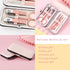 Pink Manicure Set, Portable Beauty Tool Kit with Nail Clipper, 7 in 1 Stainless Steel in Luxury Leather Case