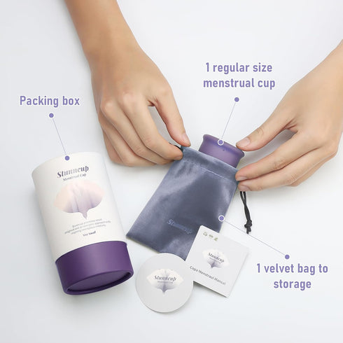 stunncup 12 Samll) Soft Menstrual Cup - Medical Grade Silicone Reusable Period Cup - BPA Free Comfortable Flexible
