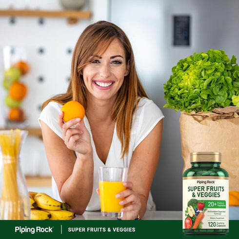 Piping Rock Fruits and Veggies Supplement, 120 Capsules, Superfood Formula with 20 Fruits and Vegetables