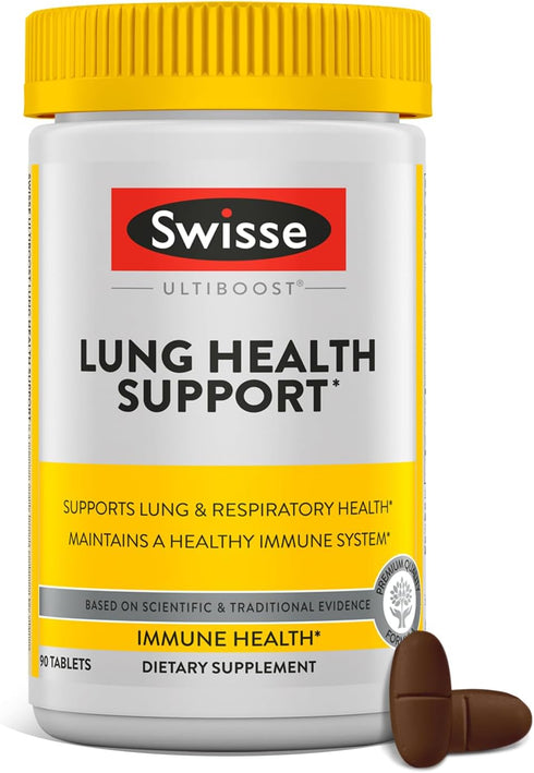 Swisse Lung Detox and Cleanse Supplement, Lungs Support with Mullein Leaf Extract, Reishi, Astragalus, 90 Tablets