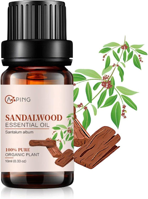 Sandalwood Essential Oil 0.33oz - 100% Pure Organic for Diffuser, Aroma, Skin, Meditation, Massage