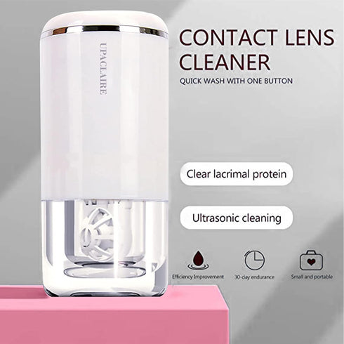 Ultrasonic Contact Lens Cleaner 2.0, Intelligent Cleaning Machine for Soft and Rigid Contact Lenses (White)
