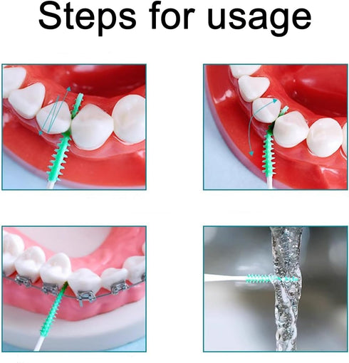 300 Pieces Dual-Use Interdental Brushes, Soft Silicone Disposable Dental Picks for Effective Teeth Cleaning