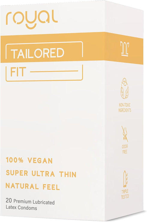 Royal Tailored Fit Ultra Thin Vegan Condoms - Premium Lubricated Condom Pack