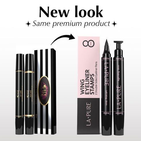 Waterproof Liquid Eyeliner Stamp - Winged Eyeliner Tool, 2x Cat Eye, Smudge Proof Black