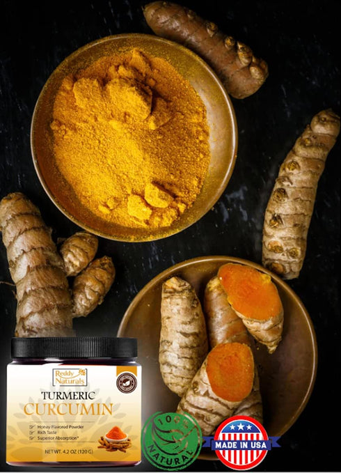 Reddy Naturals Aryana Turmeric Curcumin Powder, Pure & Organic Supplement with Black Pepper for Joint Support, Honey
