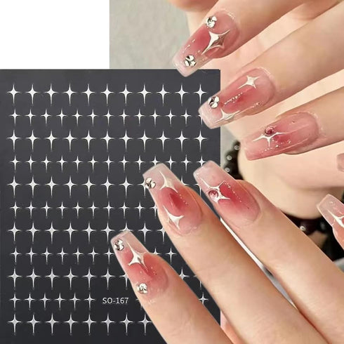 8 Sheets Star Nail Art Stickers, Gold Silver Shiny Star Nail Design, Nail Art Supplies for Women