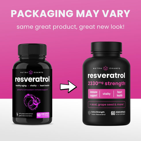 NutraChamps Resveratrol Supplement, Extra Strength for Healthy Aging, Immune Support, 60 Vegan Capsules