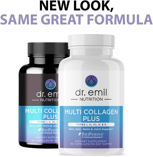 DR. EMIL NUTRITION Multi Collagen Pills - Hydrolyzed Collagen Supplements for Hair, Skin, Nails & Joints, 90 Capsules