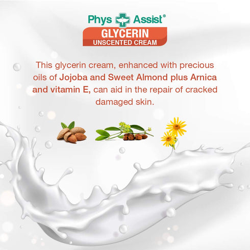 PhysAssist Oncology Glycerin Unscented Moisturizer Cream for Dry Stressed Skin, Fragrance Intolerances after Radiation