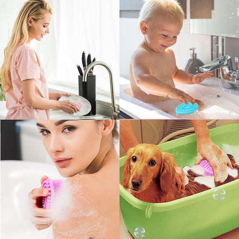 TDHDIKE Silicone Body Scrubber Loofah, Set of 3 Soft Exfoliating Bath Shower Scrubbers