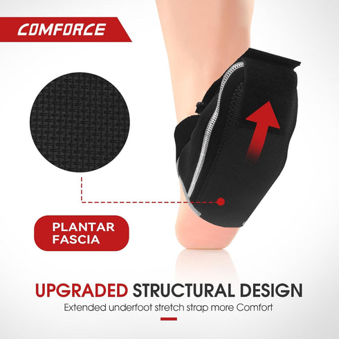Plantar Fasciitis Night Splint Socks, Adjustable Brace for Foot Drop and Pain Relief, Black, Medium