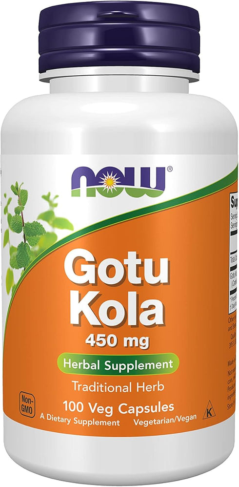 NOW Supplements Gotu Kola (Centella asiatica) 450 mg | 100 Veg Capsules | Herbal Supplement