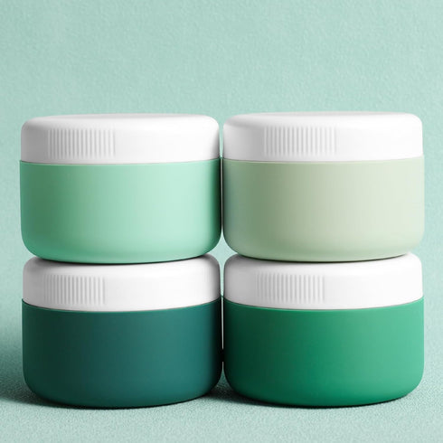 Travel Containers for Toiletries, 2oz Silicone Cream Jars BPA Free, TSA Approved Leak-proof Travel Essentials (4 Pack)