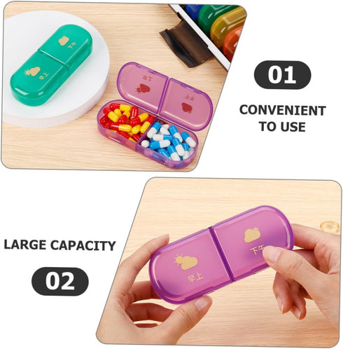 JHKNNK 7-Day Weekly Pill Organizer Case Portable Small Pill Box with Colorful Compartments and Reminder for Travel