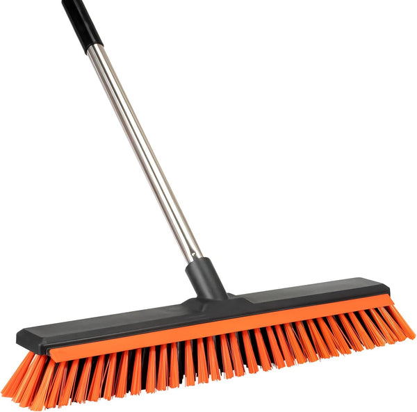 Keleekelin 18" Push Broom Outdoor with Rubber Squeegee,Heavy Duty Broom Brush with Handle,Stiff