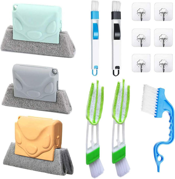 Magic Window Cleaning Brush Set, Hand-held Groove Gap Cleaning Tools for Window Blind and Sliding Door Track