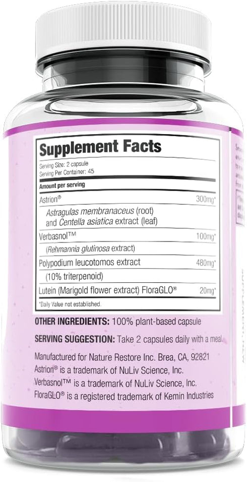 Smarter Skin Triple Combination of Polypodium Leucotomos Extract, FloraGLO, Verbasnol, 60 Vegan Capsules