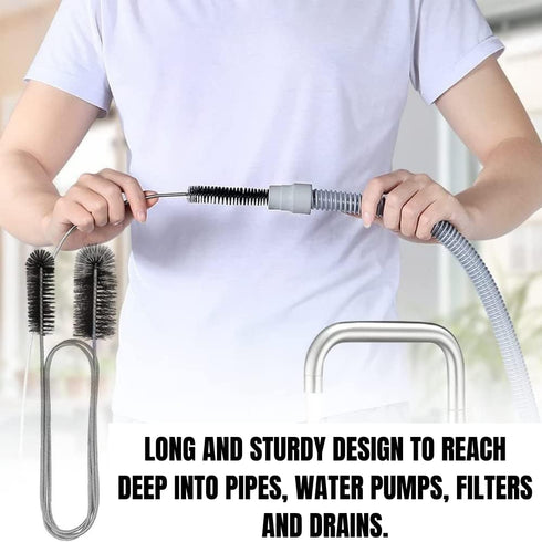 Flexible Drain Cleaner Brush (72" Long) for Clogs, Drains, Bottles, Pipes, Bathtub, Shower, Kitchen Sink