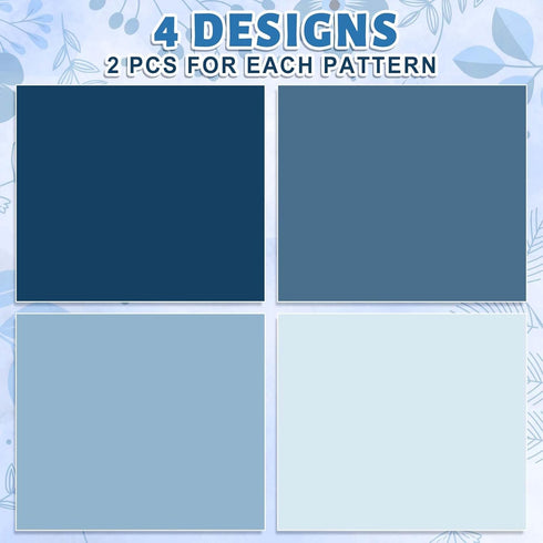 Whaline Dusty Blue Wrapping Paper, 4 Colors Gradient Blue Gift Wrap Paper for Wedding Birthday Baby Shower Supplies