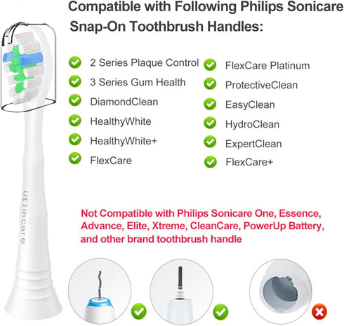 Replacement Toothbrush Heads for Philips Sonicare Electric Toothbrushes, 10 Pack, Fit for Snap-on Handles