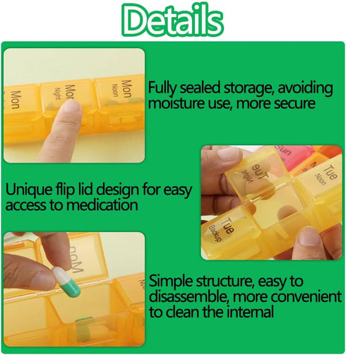 SHUNCHG 7 Organizer,4 Large Day Weekly Pill Times a Day with Moisture-Proof Design,Portable Pill Box with Double