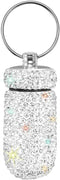 Portable Pill Case, Waterproof Pill Holder with Keychain, Bling Pill Box for Outdoor Travel
