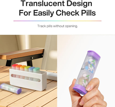 Set 2 7 Black/White Weekly Pill Organizer Times a Day - Am Pm Pill Box Day, Large Twice Medicine Pill Case for Daily