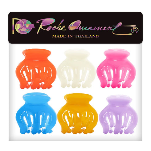 RC ROCHE ORNAMENT 6 Pcs Medium Jelly Candy Multicolor Hair Pumpkin Interlocking Teeth Claw Clip for Women
