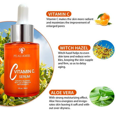 Vitamin C Serum for Face Anti Aging, 2% Hyaluronic Acid and 1% Retinol, Moisturizer for Fine Lines and Wrinkles