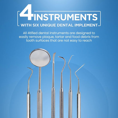 4tified Dental Tools Hygiene Kit, 4 PCS French Stainless Steel Professional Teeth Cleaning Home Use