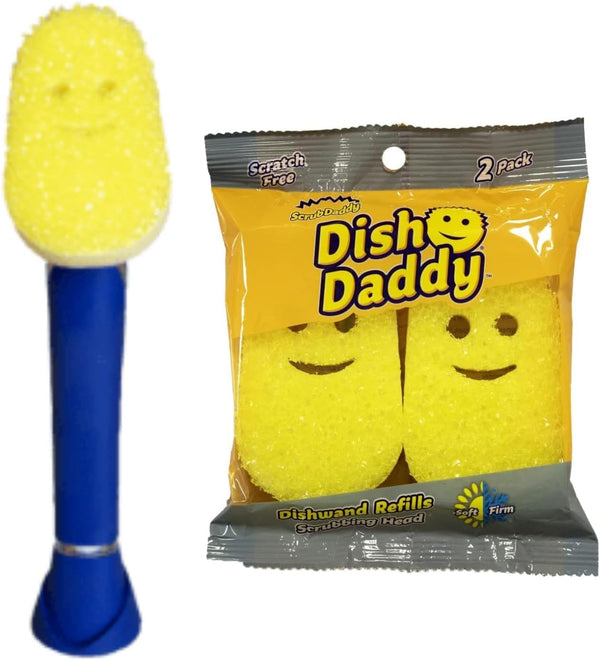 Scrub Daddy Dish Daddy Dish Wand & Refill Heads, Soap Dispensing Dish