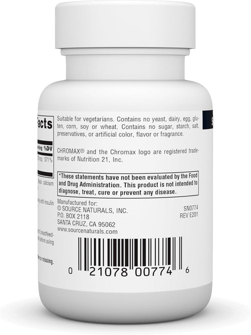 Source Naturals Chromium Picolinate 200 Mcg Tablet, 120 Count