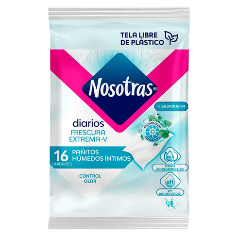 Nosotras Set (6.76oz 200ml) Feminine Wash Intimate Soap And Wet Wipes Peppermint | Kit Jabon Intimo y Paitos Humedos