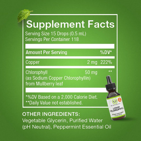 Immune Benevolent Nourishment Chlorophyll Supplement, Detox & Support, Internal Deodorizer, Liquid Drops