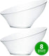 PLASTICPRO Disposable Angled Plastic Bowls, Medium Round Serving Bowl, Clear Pack of 4 for Parties