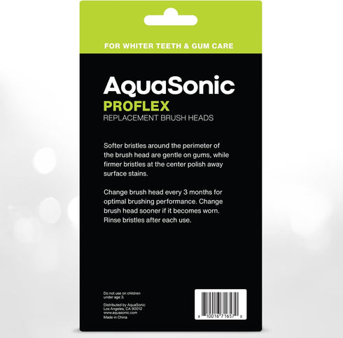 AquaSonic Proflex Replacement Brush Heads | 8 Pack Black for Whiter Teeth & Gum Care | Compatible with AquaSonic Handles