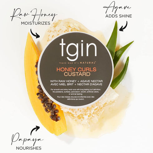 tgin Honey Curls Custard for Natural Hair - Dry Curly Hair - 12 Oz