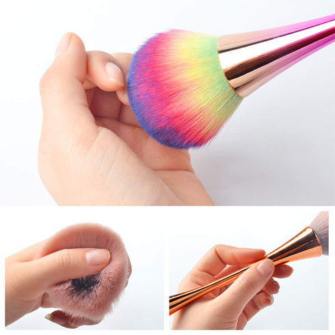 SILPECWEE 2 Pcs Nail Dust Brushes, Dip Powder Brush for Acrylic Nails, Makeup, Blush, Nail Art Clean Up Tools