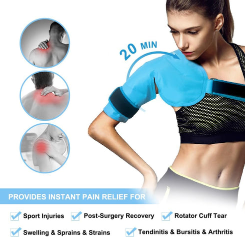 Shoulder Ice Pack Rotator Cuff Cold Therapy Wraps, Reusable Gel Pack for Pain Relief, Hot Cold Compress for Injuries