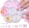 Nail Charms, Flower Bow Manicure Kit, Pink White 3D Cute Flower and Bow Nail Art Decoration