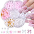 Nail Charms, Flower Bow Manicure Kit, Pink White 3D Cute Flower and Bow Nail Art Decoration