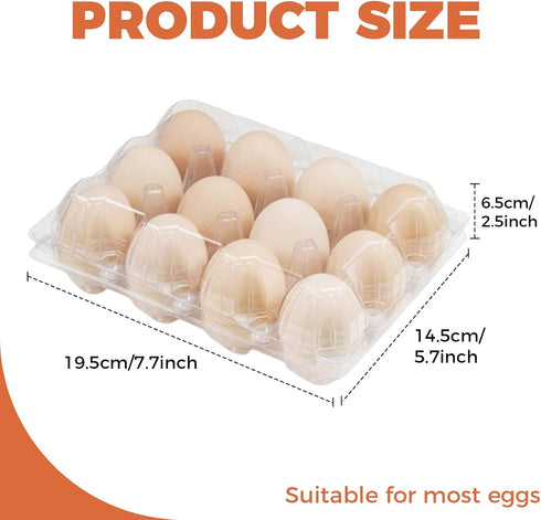 Merkaunis 120 12 Count 3x4 Pcs Plastic Egg Cartons Cheap Bulk, Grids Clear Empty Egg Cartons, Reusable Egg Trays Clear