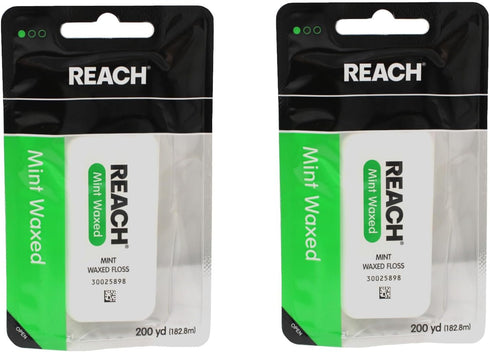 Reach Dental Floss, Waxed, Mint, 200 Yard (Pack of 2)