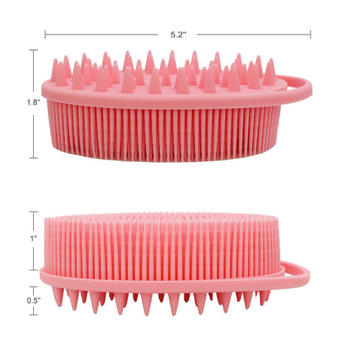 Upgrade 2 in 1 Bath and Shampoo Body Brush, Silicone Exfoliating Scrubber, Premium Loofah (1PC Pink)