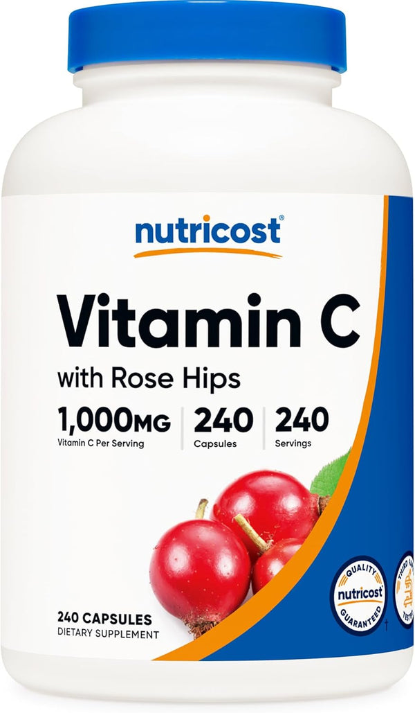 Nutricost Vitamin C with Rose Hips 1025mg, 240 Capsules, Non-GMO Supplement