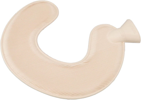 Jauarta U Shaped Hot Water Bottle Warm Neck Soft Rubber Hot Water Bag with Detachable Cloth Cover (Navy Blue)