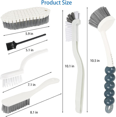 Runloon 6 Pack Set, Set Multipurpose Household Cleaning Deep Cleaning Brush with Grips - Dish, Scrub, Bottle, Shoe