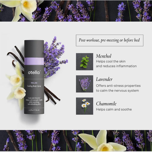 Cooling Body Spray with Menthol - Aromatherapy Scents for Relaxation, Concentration, and Energy (Relax - Lavender
