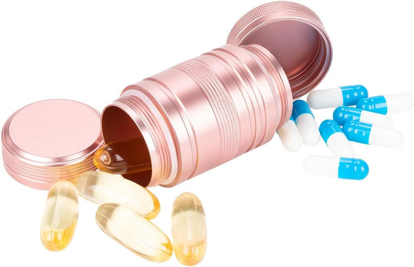 Metal Pill Container Pill Case - Waterproof Daily Travel Pill Box for Pocket Purse, Portable Organizer for Vitamins,